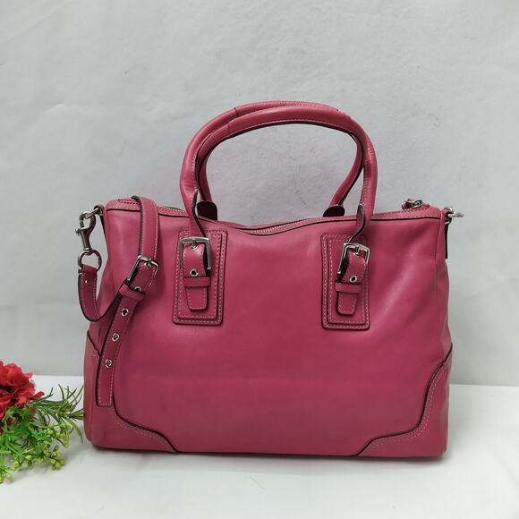 Coach 11330 Hampton Signature Red Leather Satchel Shoulder  Coach Hampton Red Leather Double Handles Zipper Closure Satchel Shoulder Bag main image 1